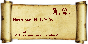 Metzner Milán névjegykártya